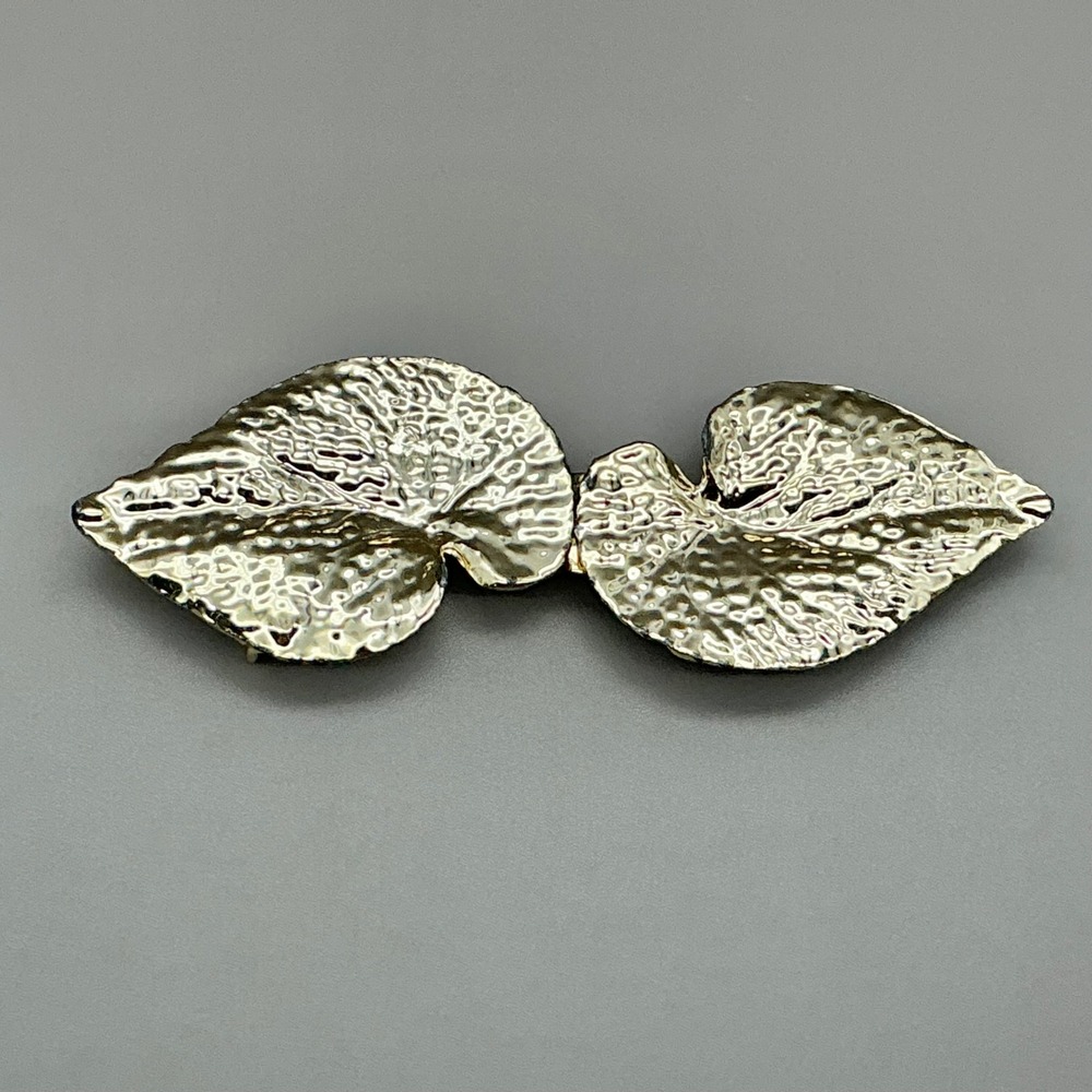 Belt Buckle Women Gold Tone Textured Leaf Interlocking Clasp Vintage 4 Inch